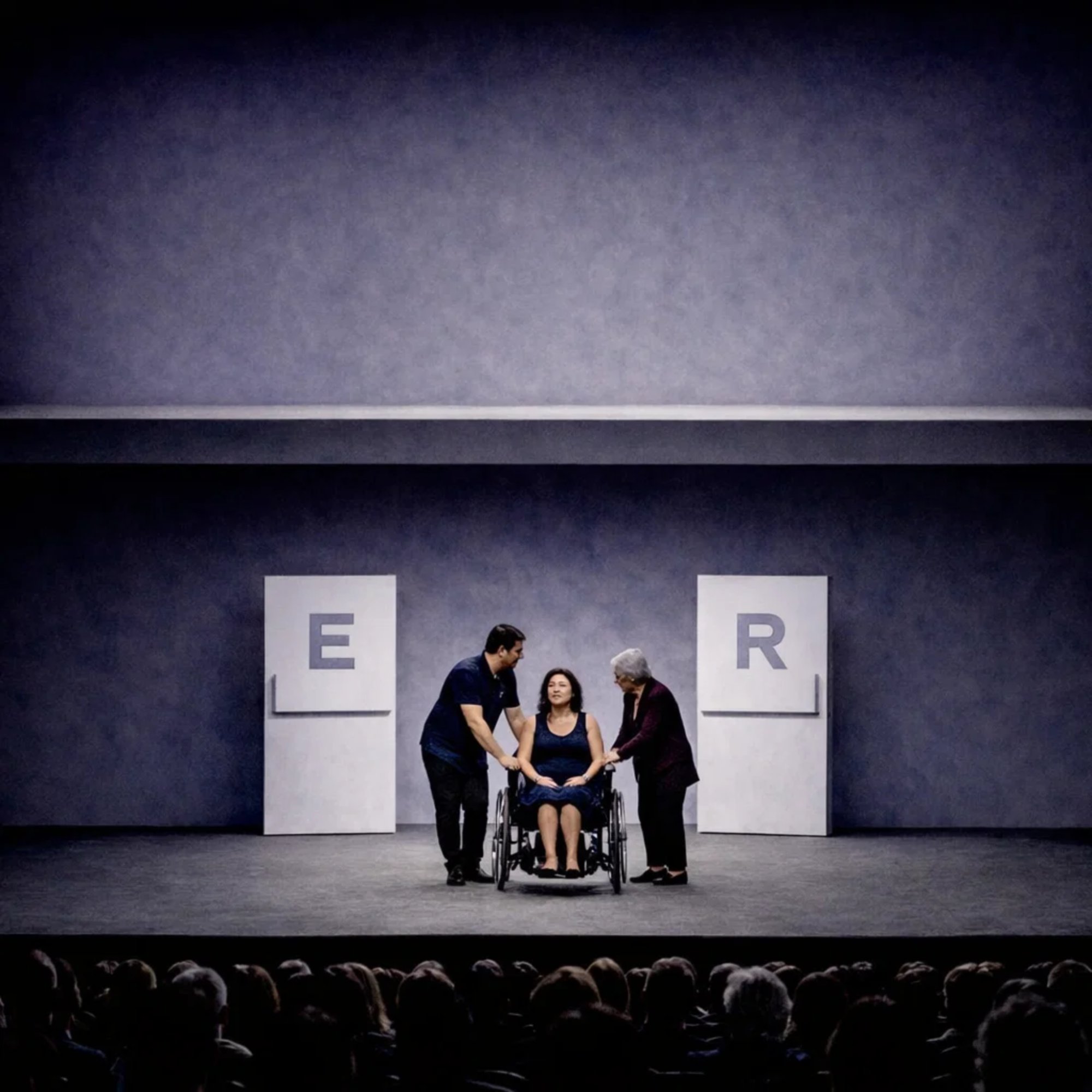 Stage concept art for Atlas Dreaming showing theatrical staging and lighting design